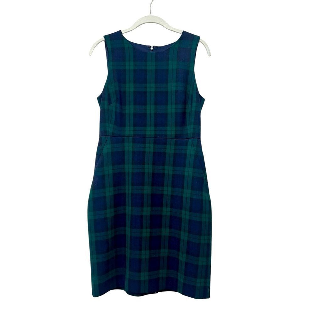 J.Crew Black Watch Plaid Wool Blend Sheath Dress - Size 6P